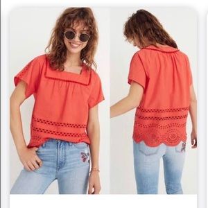 Made well Angelica Coral Lace Top